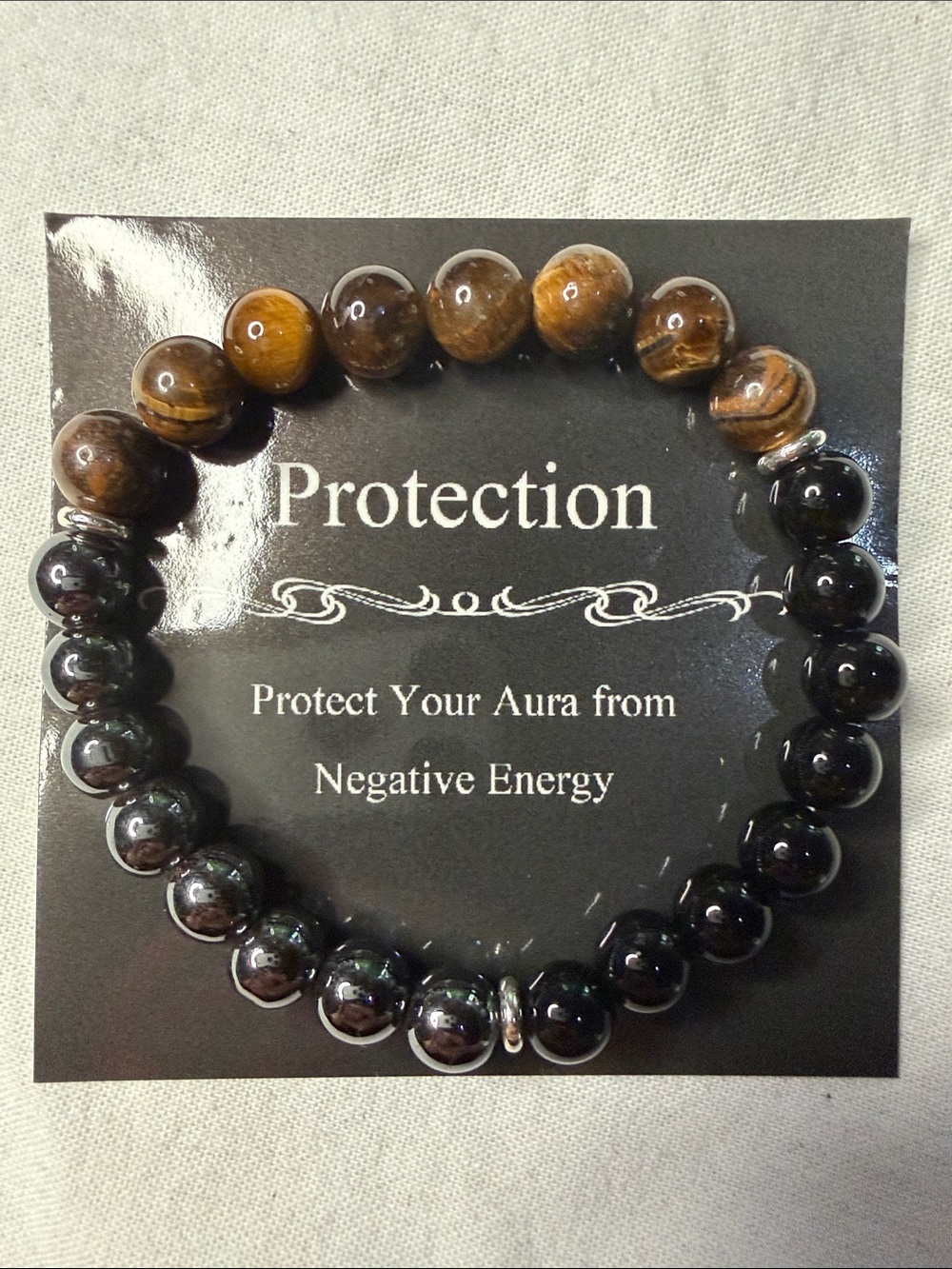 Protection Bead Bracelet - Brown & Black Gemstone Bracelet